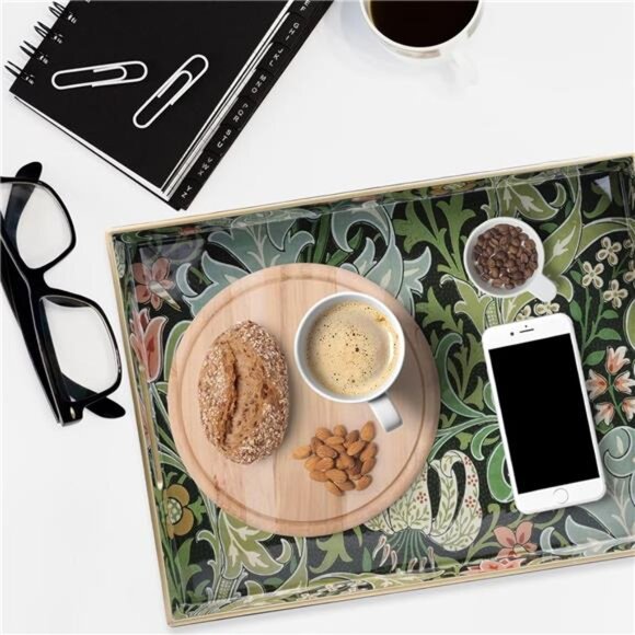 Plastic Serving Tray with Handles Decorative Coffee Table Tray Home Kitchen Deco - Picture 5 of 7